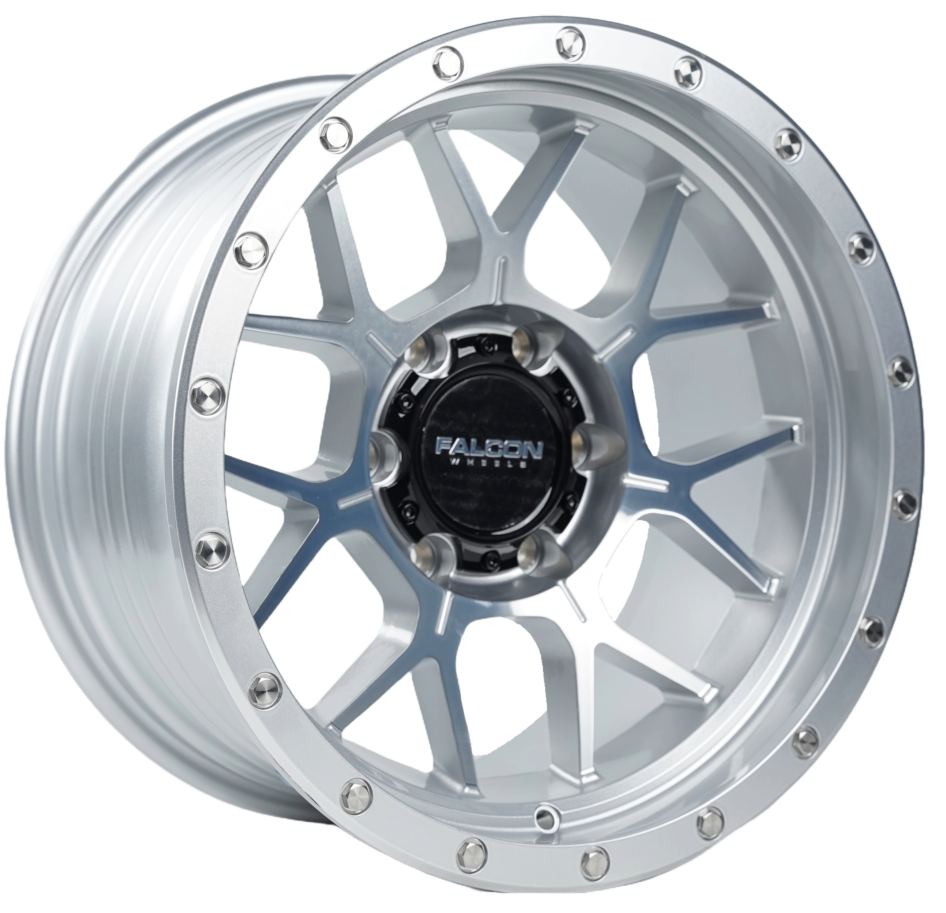 TX - Titan Silver W/ Machine Face 17x9 - Premium Wheels from Falcon Off-Road Wheels - Just $345! Shop now at Falcon Off-Road Wheels