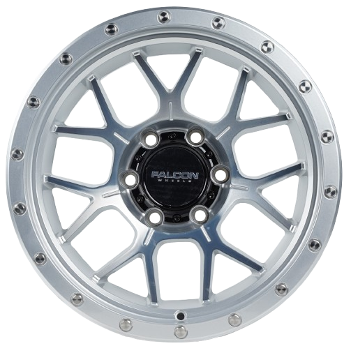TX - Titan Silver W/ Machine Face 17x9 - Premium Wheels from Falcon Off-Road Wheels - Just $345! Shop now at Falcon Off-Road Wheels