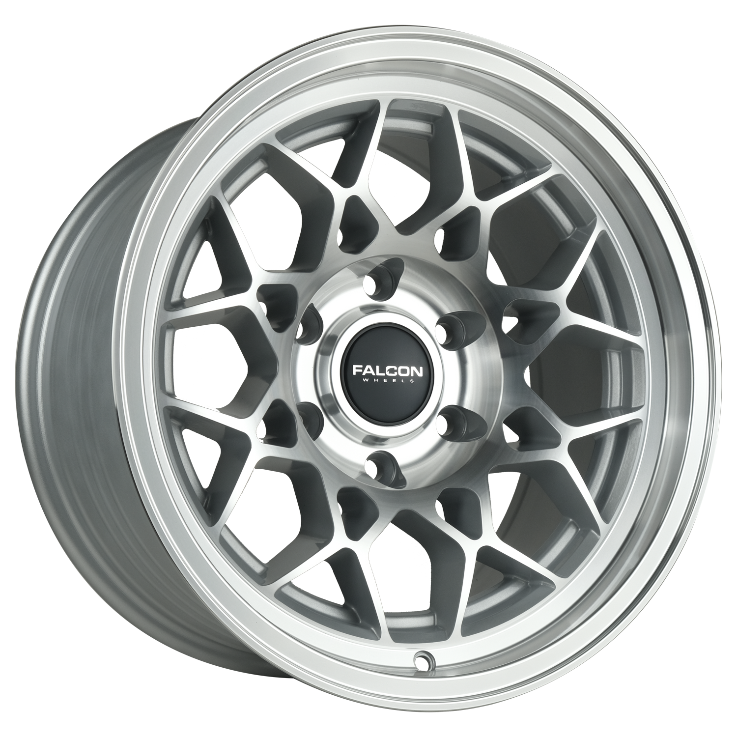 Falcon TX3 EVO Silver with Machine Face 17x9 6x139.7